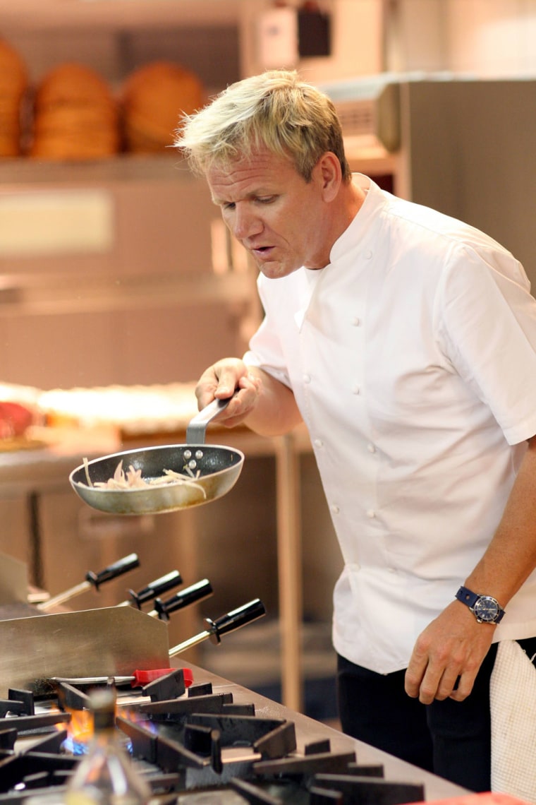 CAPE TOWN, SOUTH AFRICA - APRIL 02: Celebrity Chef Gordon Ramsay prepares the food for the opening party in his maze Restaurant at the new One&Only Cape Town resort on April 2, 2009 in Cape Town, South Africa. Today is the Grand Opening of Sol Kerzner's first hotel in his home country since 1992. The 130 room property is One&Only's first Urban resort and sits in the fashionable Waterfront district. Celebrities from all over the world including Mariah Carey, Clint Eastwood, Matt Damon, Morgan Freeman, Thandie Newton, Marisa Tomei will attend the event. Gordon Ramsay will be launching his first restaurant in Africa at the resort, Maze and Robert De Niro will be opening Nobu. Nelson Mandela will be attending an intimate luncheon at Maze on Friday to celebrate his long-standing relationship with Mr. Kerzner. (Photo by Chris Jackson/Getty Images)